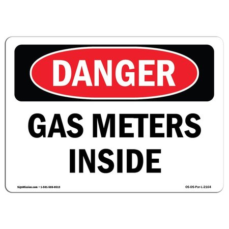SIGNMISSION Safety Sign, OSHA Danger, 3.5" Height, 5" Width, Gas Meters Inside, Landscape, 10PK OS-DS-D-35-L-2164-10PK